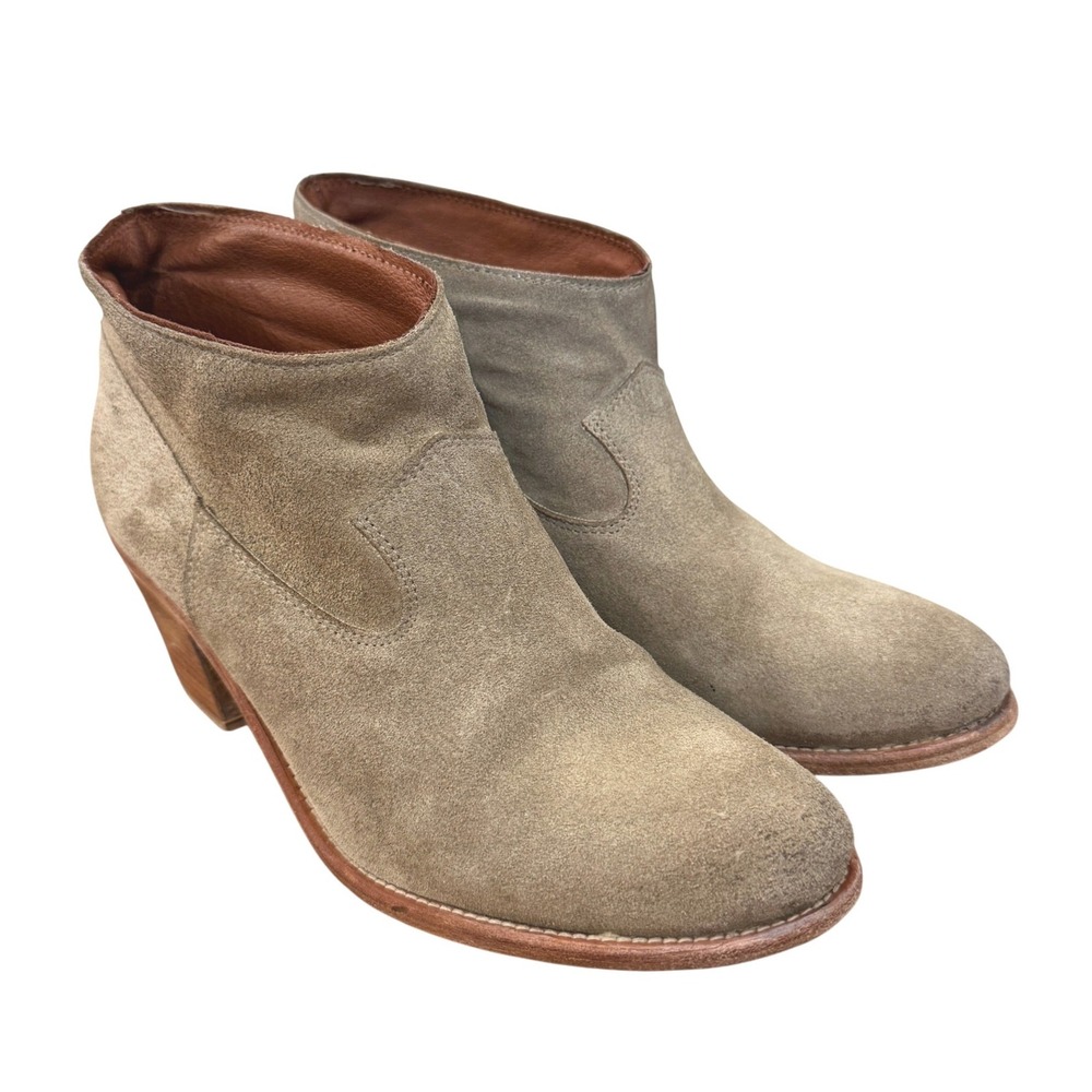 Lavorazione Artigiana Lockeed Western Ankle Boot Beige Suede Leather Italy 6